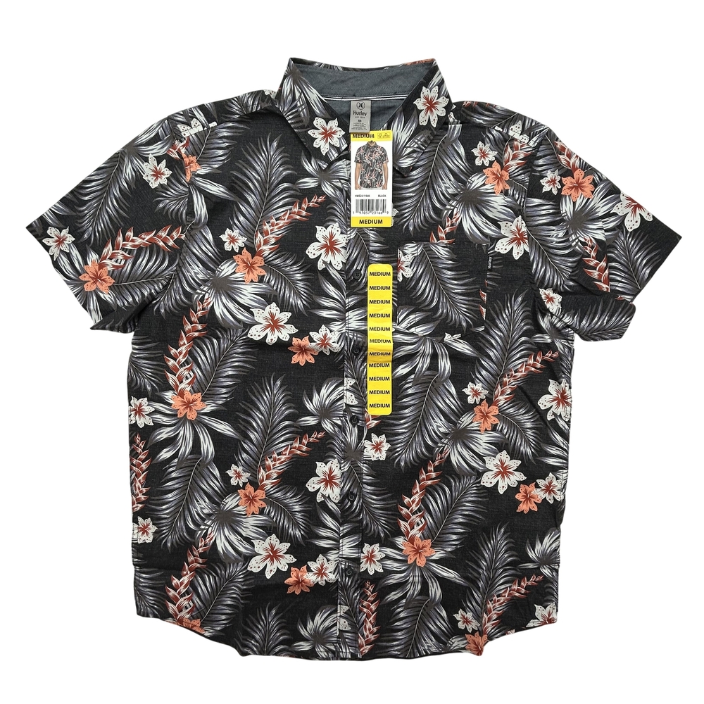 Hurley Shirt Mens Medium HMS24-11046 Hawaiian Floral Short Sleeve Button Up